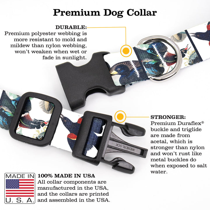 Buttonsmith Audubon Ducks Dog Collar - Made in the USA - Buttonsmith Inc.