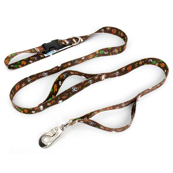 Tea Time Brown Fab Grab Leash - Made in USA