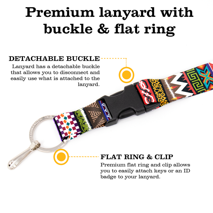 Multicultural Breakaway Lanyard - with Buckle and Flat Ring - Made in the USA