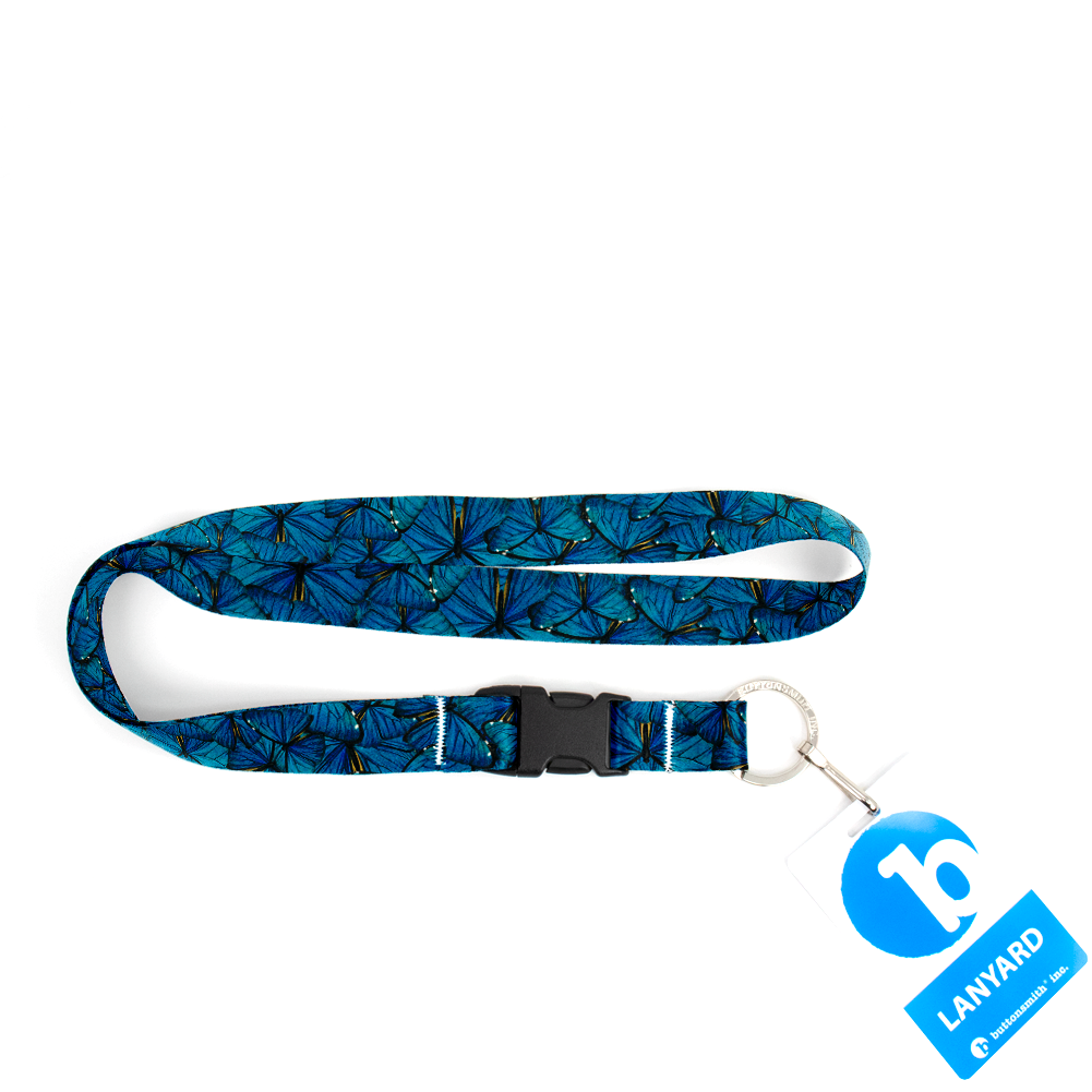 Blue Morpho Premium Lanyard - with Buckle and Flat Ring - Made in the USA