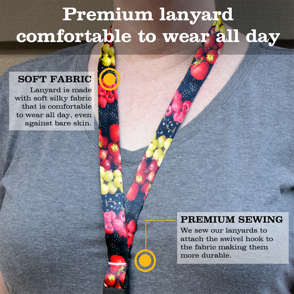 Berry Blast Breakaway Lanyard - with Buckle and Flat Ring - Made in the USA