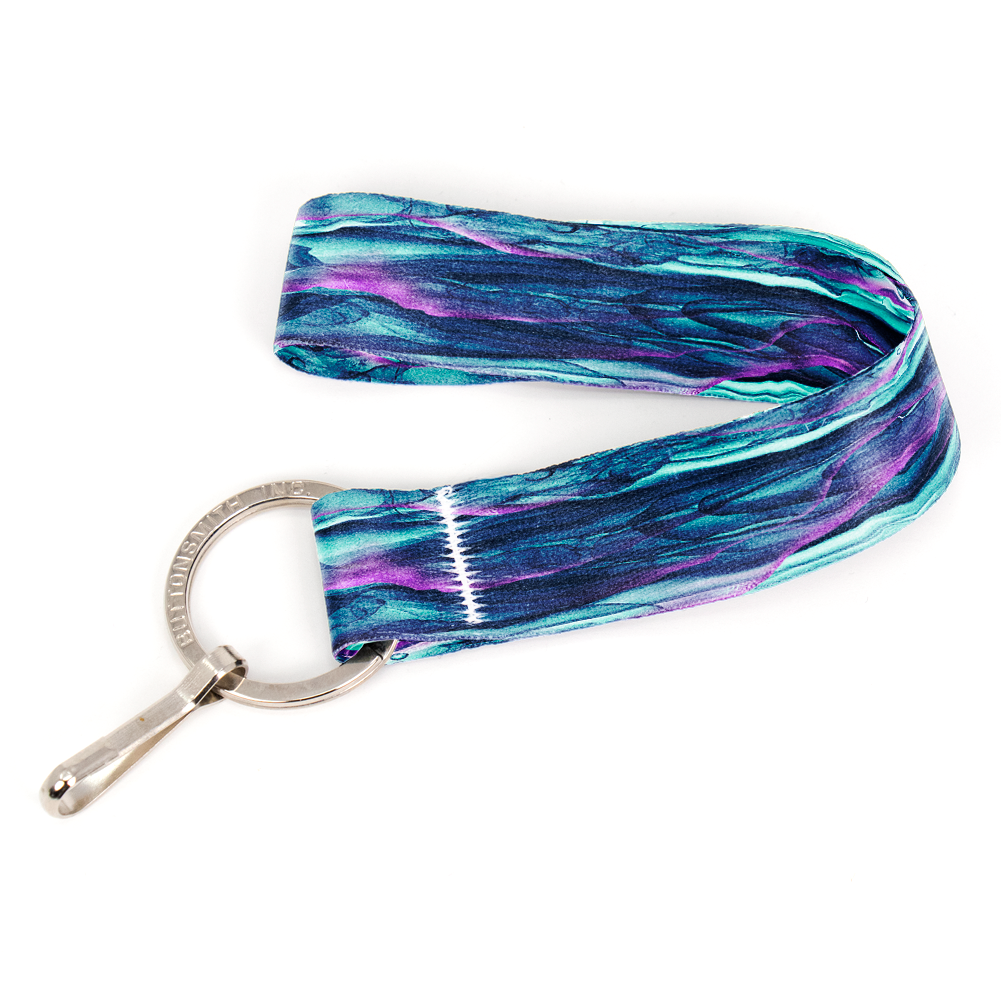 Twilight Ink Wristlet Lanyard - Short Length with Flat Key Ring and Clip - Made in the USA