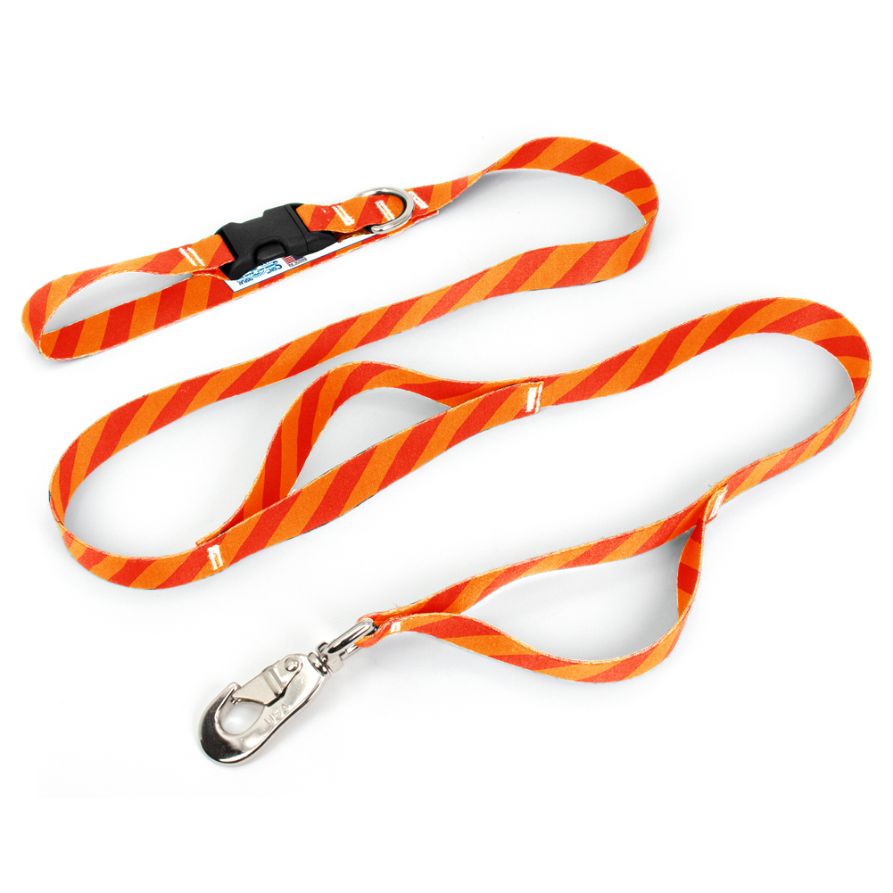 Stripes Orange Fab Grab Leash - Made in USA