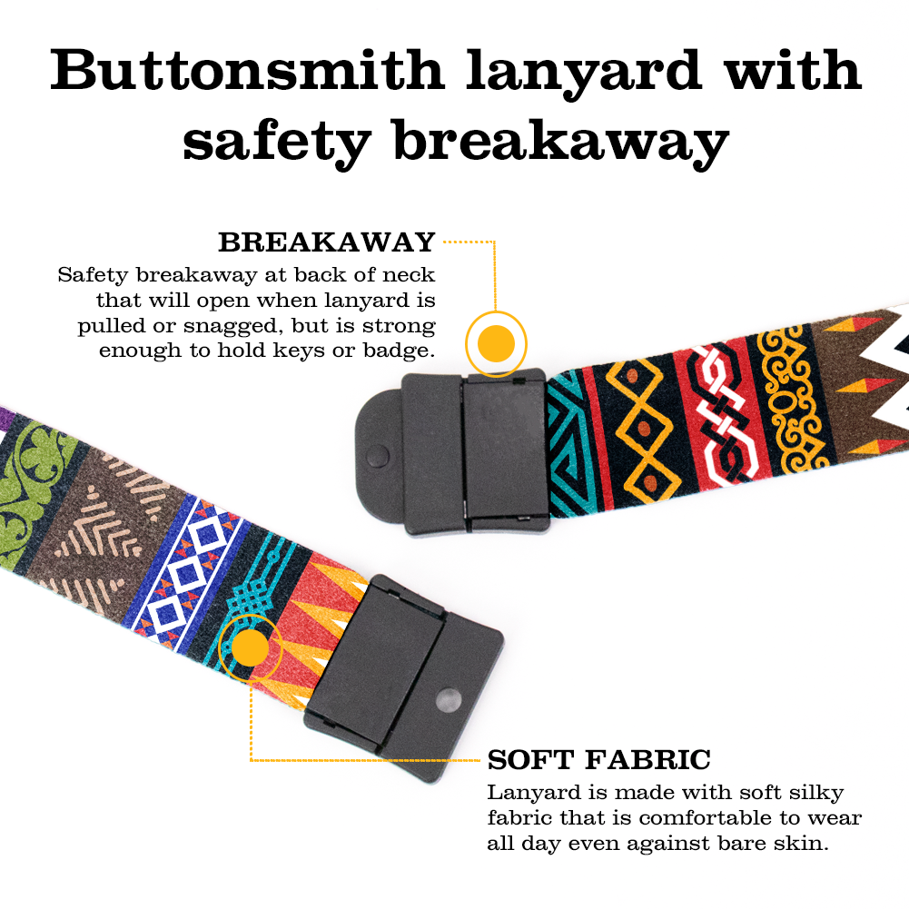 Multicultural Breakaway Lanyard - with Buckle and Flat Ring - Made in the USA