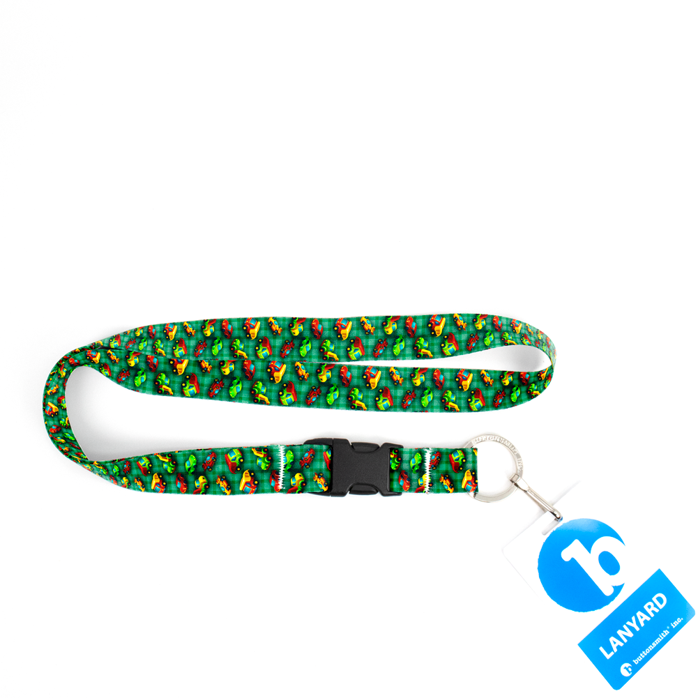 Toy Wheels Green Premium Lanyard - with Buckle and Flat Ring - Made in the USA