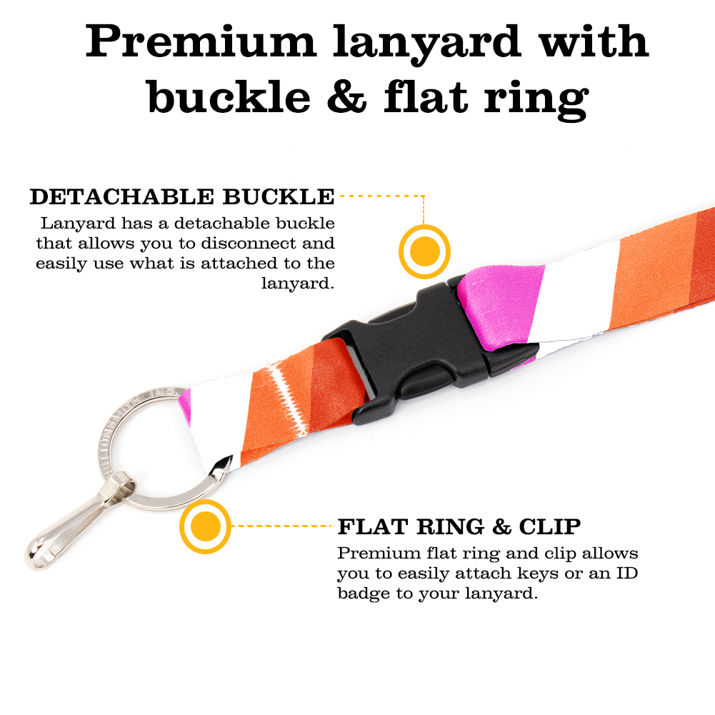 Lesbian Pride Breakaway Lanyard - with Buckle and Flat Ring - Made in the USA