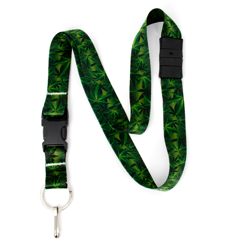 Cannabis Breakaway Lanyard - with Buckle and Flat Ring - Made in the USA