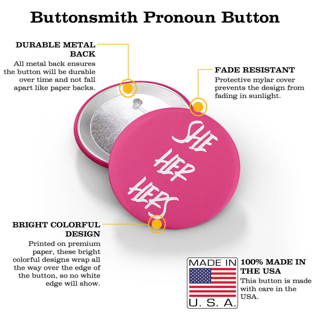 Handwritten 1.25" Pronoun Buttons