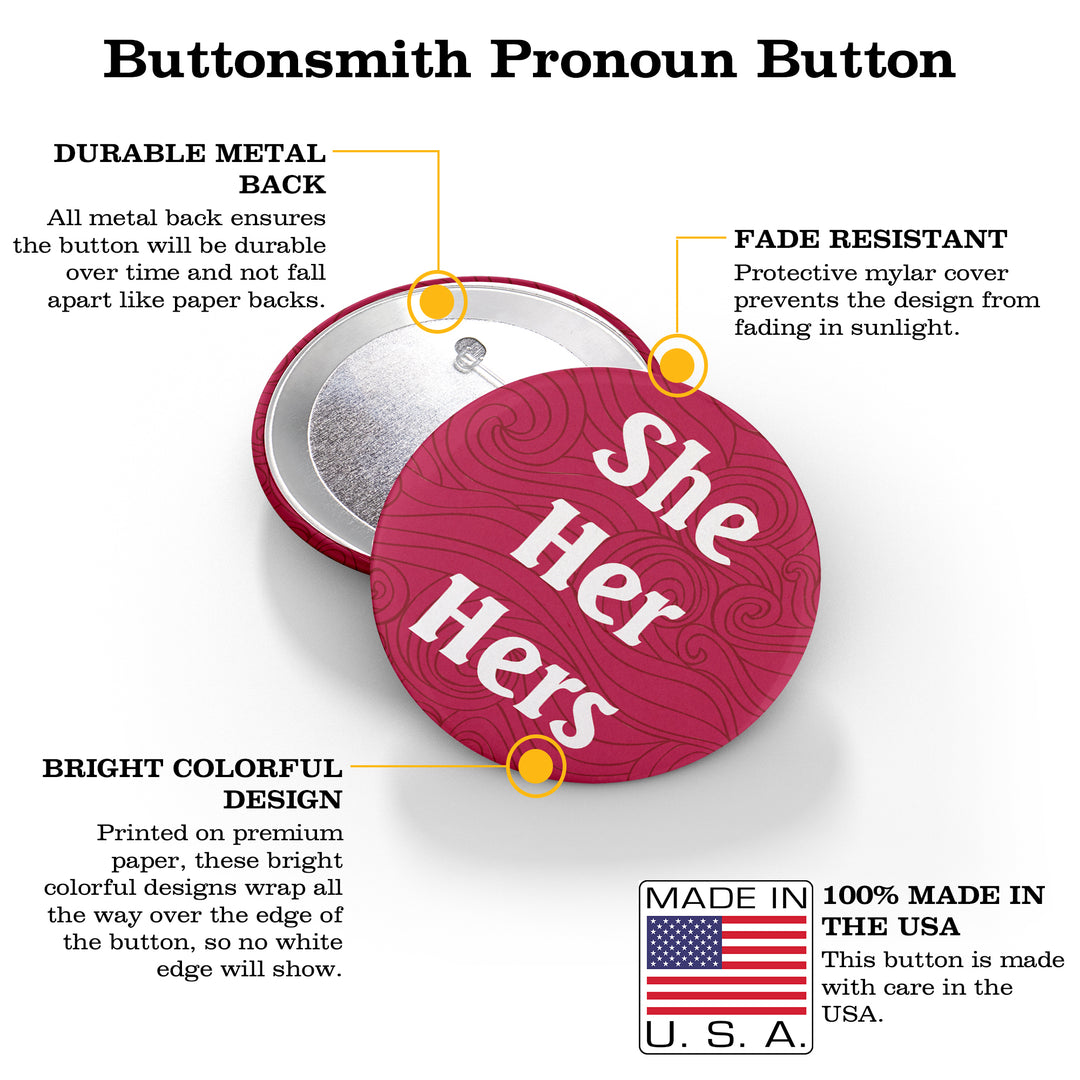 Waves 1.25" Pronoun Buttons