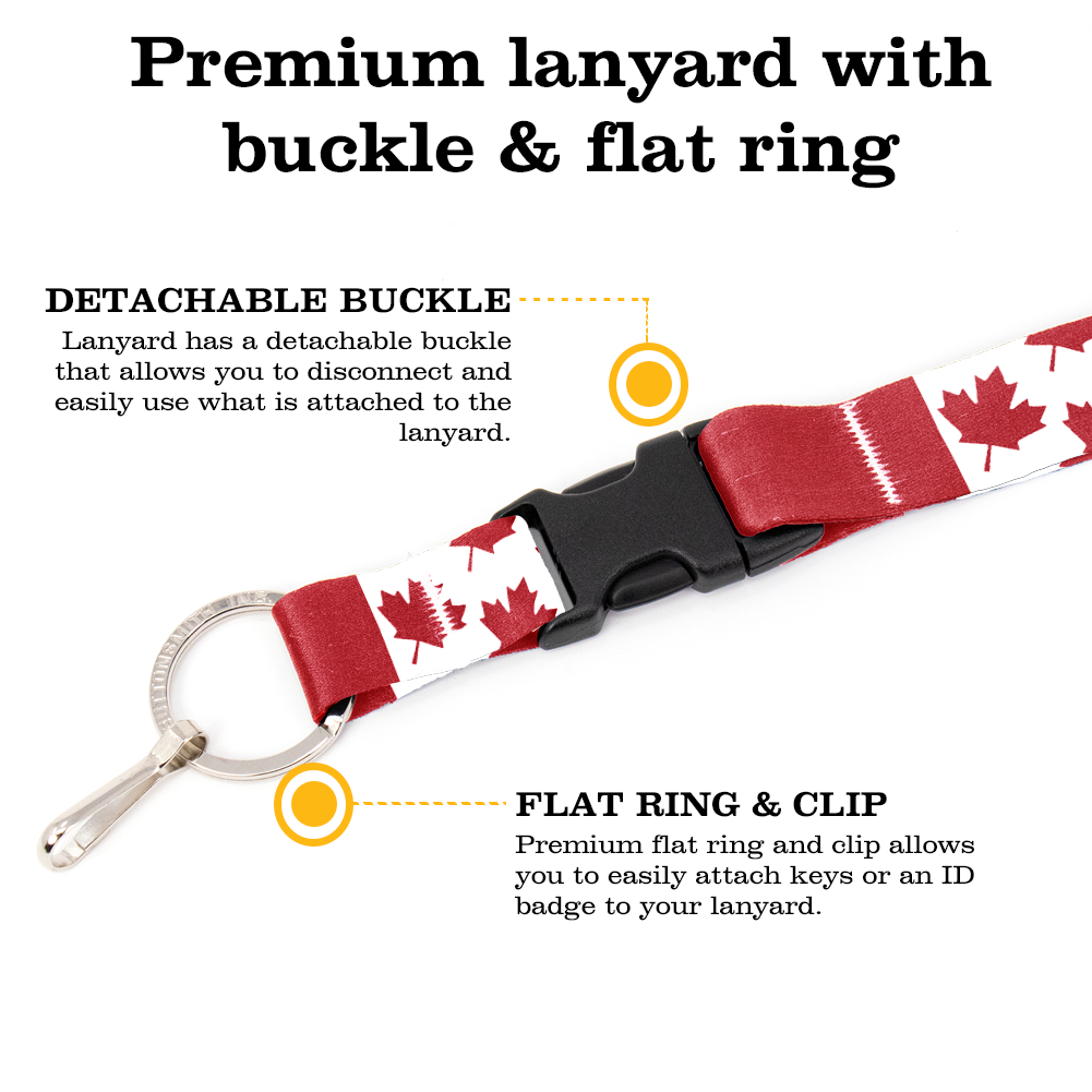 O'Canada Premium Lanyard - with Buckle and Flat Ring - Made in the USA