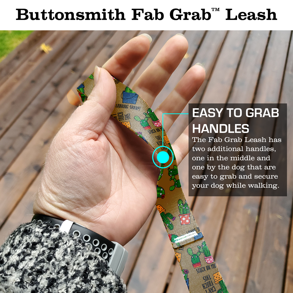 Cutie Cacti Sand Fab Grab Leash - Made in USA