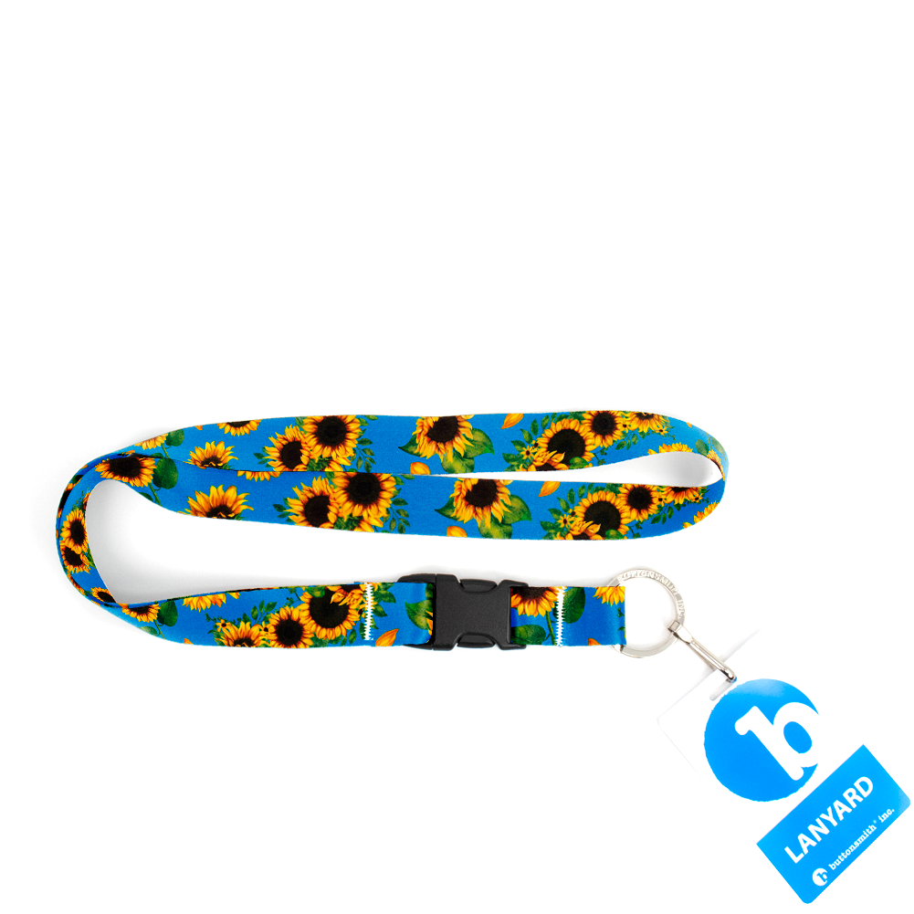 Disability Sunflowers Premium Lanyard - with Buckle and Flat Ring - Made in the USA