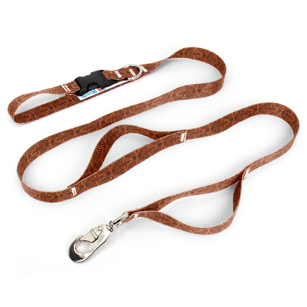 Greek Swirls Terra Cotta Fab Grab Leash - Made in USA