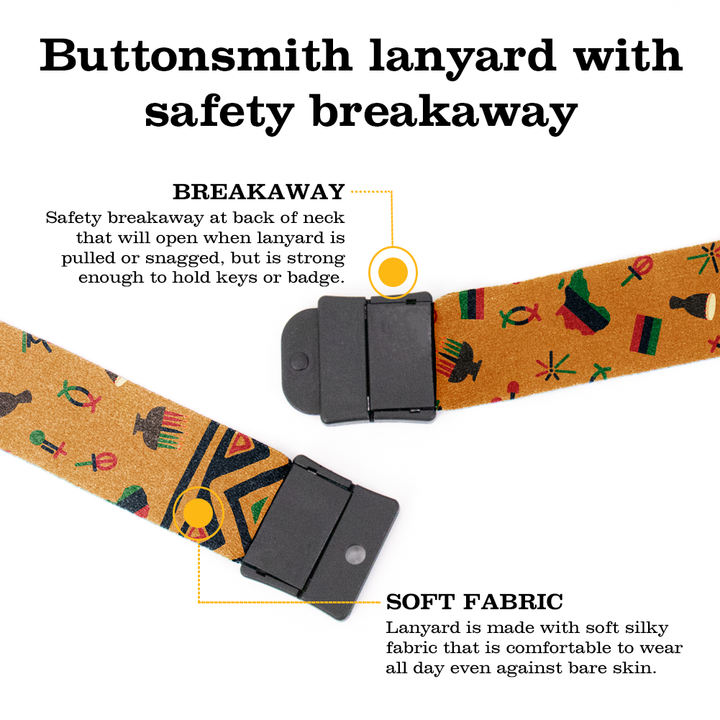 Kwanzaa Breakaway Lanyard - with Buckle and Flat Ring - Made in the USA