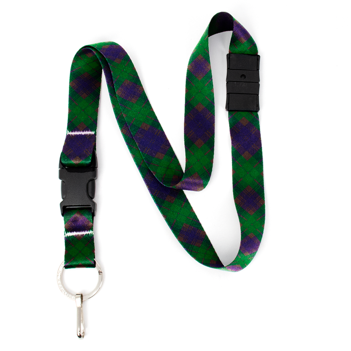 Tyneside Purple Plaid Breakaway Lanyard - with Buckle and Flat Ring - Made in the USA