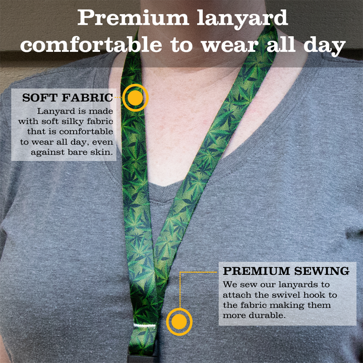 Cannabis Breakaway Lanyard - with Buckle and Flat Ring - Made in the USA