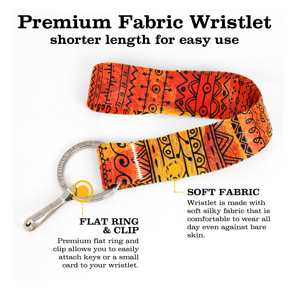 Sunny Borders Wristlet Lanyard - Short Length with Flat Key Ring and Clip - Made in the USA