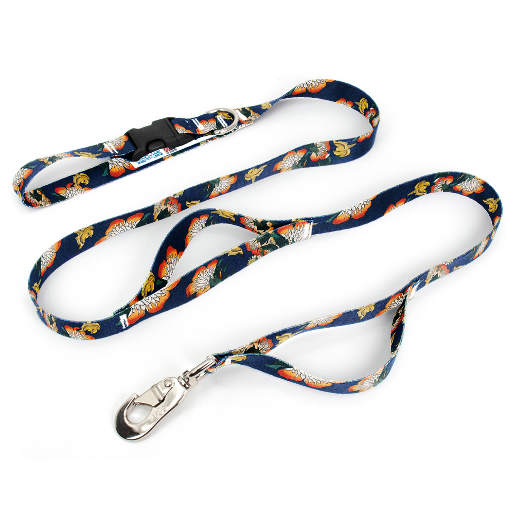 Hokusai Canary and Peony Fab Grab Leash - Made in USA