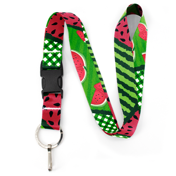 Watermelon Premium Lanyard - with Buckle and Flat Ring - Made in the USA