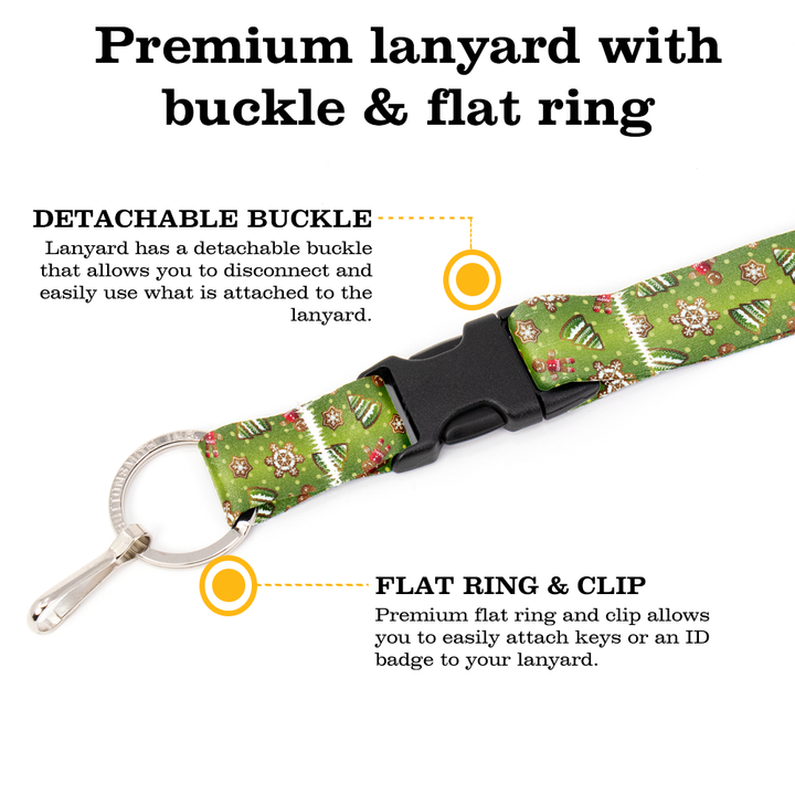 Christmas Cookies Premium Lanyard - with Buckle and Flat Ring - Made in the USA