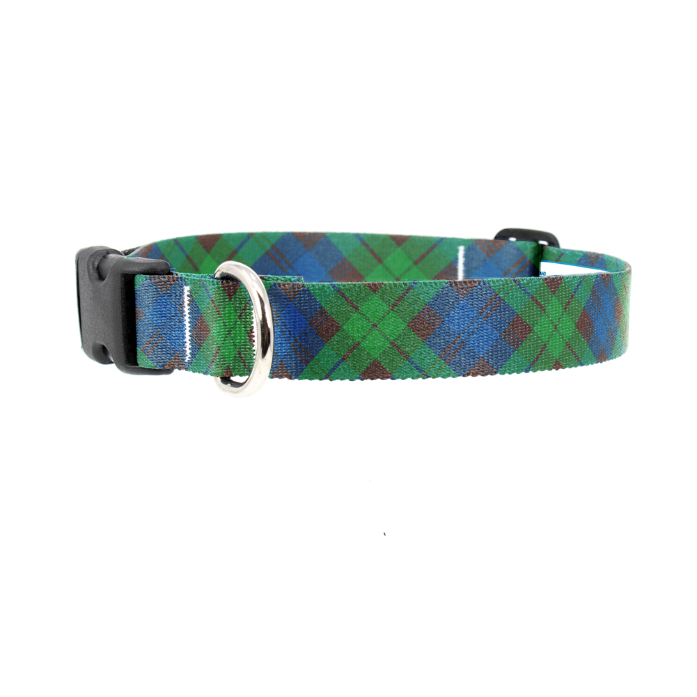 Tyneside Blue Plaid Dog Collar - Made in USA