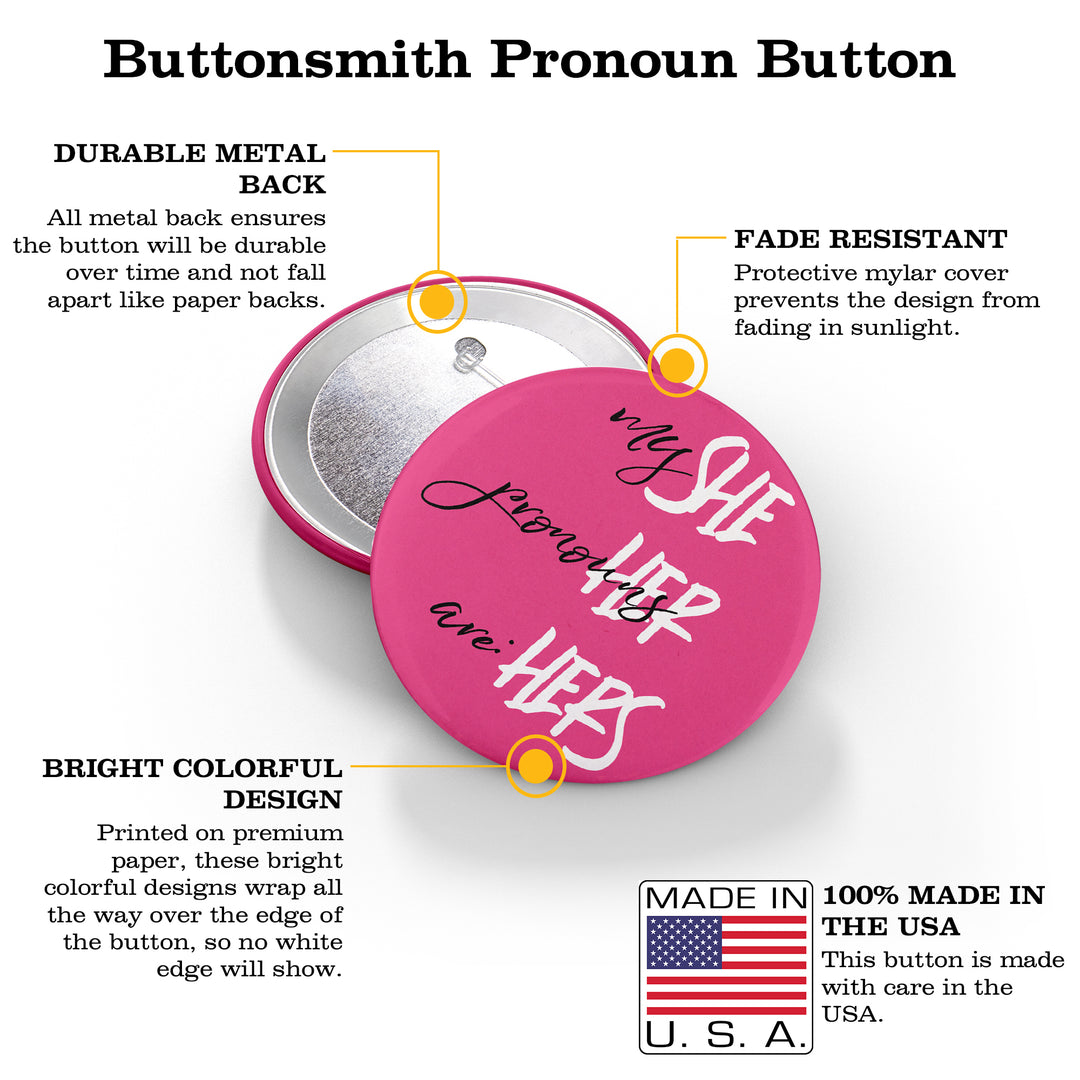 Handwritten 3" Pronoun Buttons