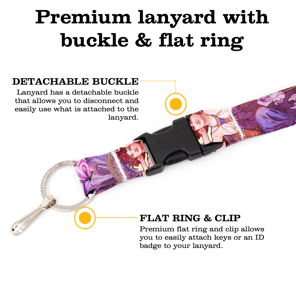 Mucha Amethyst Breakaway Lanyard - with Buckle and Flat Ring - Made in the USA