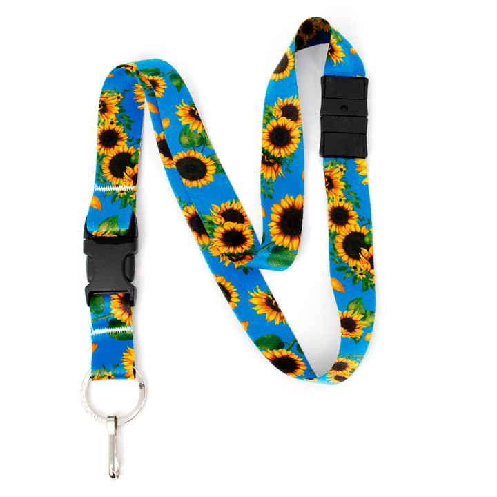 Disability Sunflowers Breakaway Lanyard - with Buckle and Flat Ring - Made in the USA