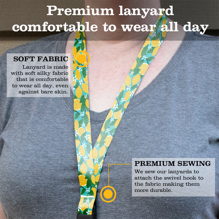 Lemon Grove Breakaway Lanyard - with Buckle and Flat Ring - Made in the USA