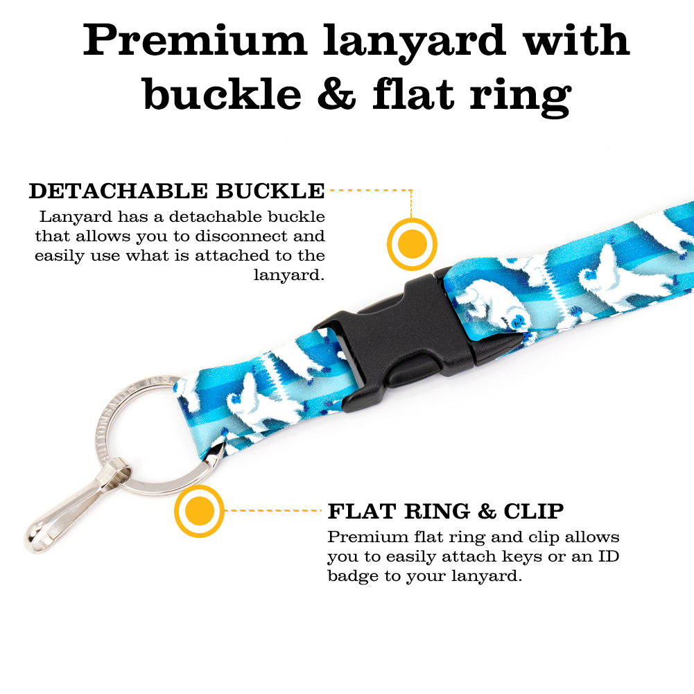 Dancing Yeti Breakaway Lanyard - with Buckle and Flat Ring - Made in the USA