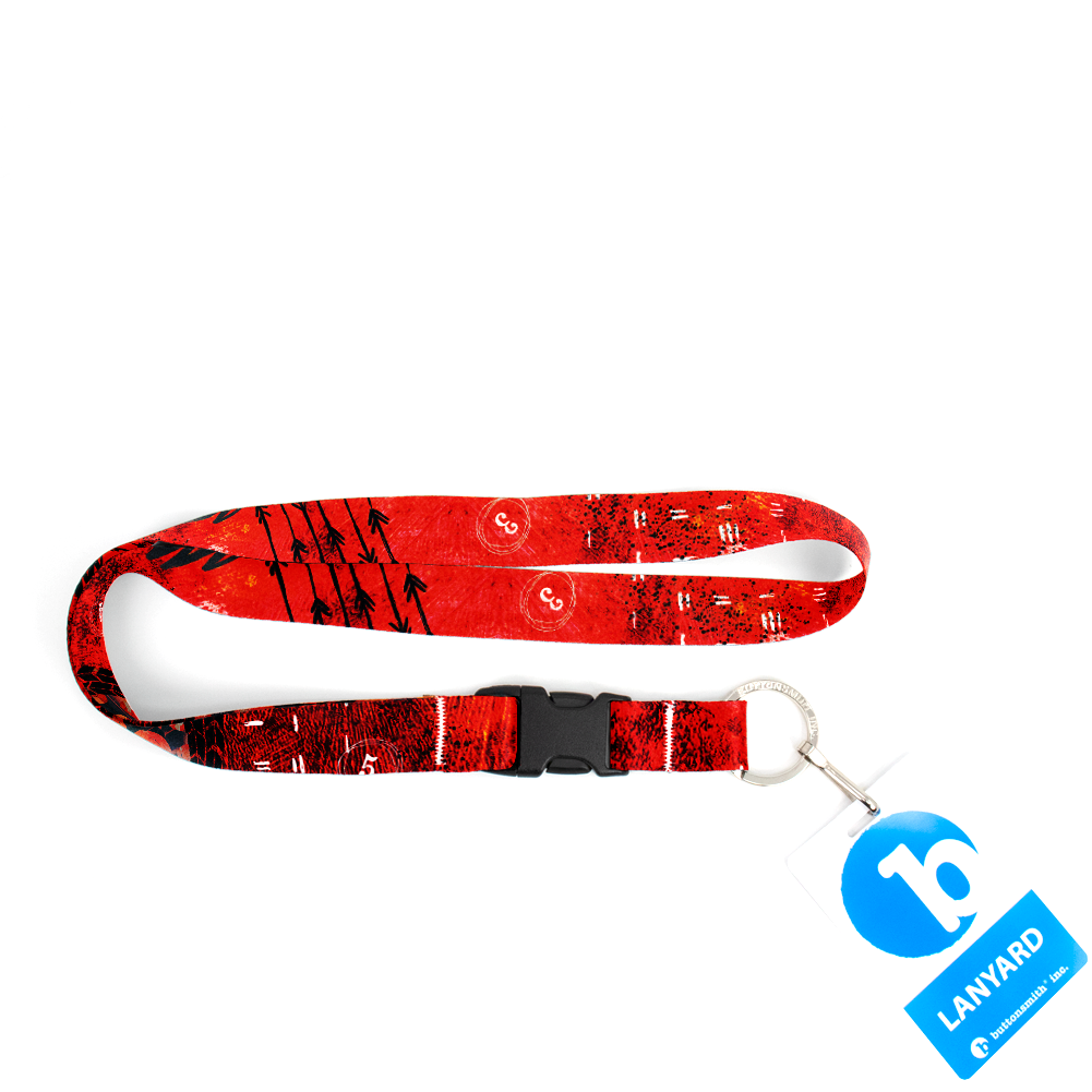 Red Grunge Premium Lanyard - with Buckle and Flat Ring - Made in the USA