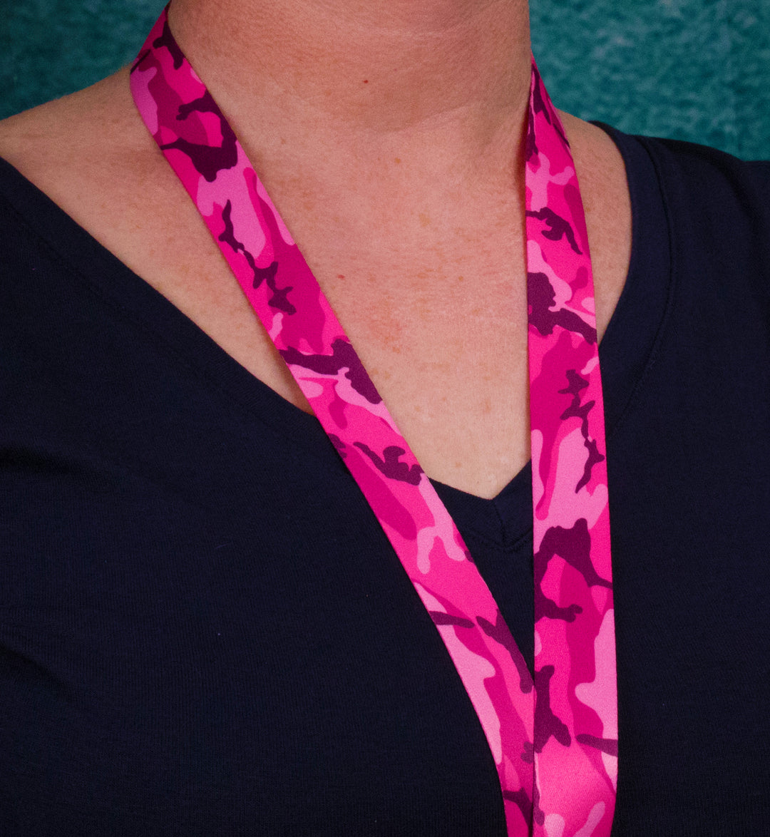 Buttonsmith Pink Camo Lanyard - Made in USA - Buttonsmith Inc.