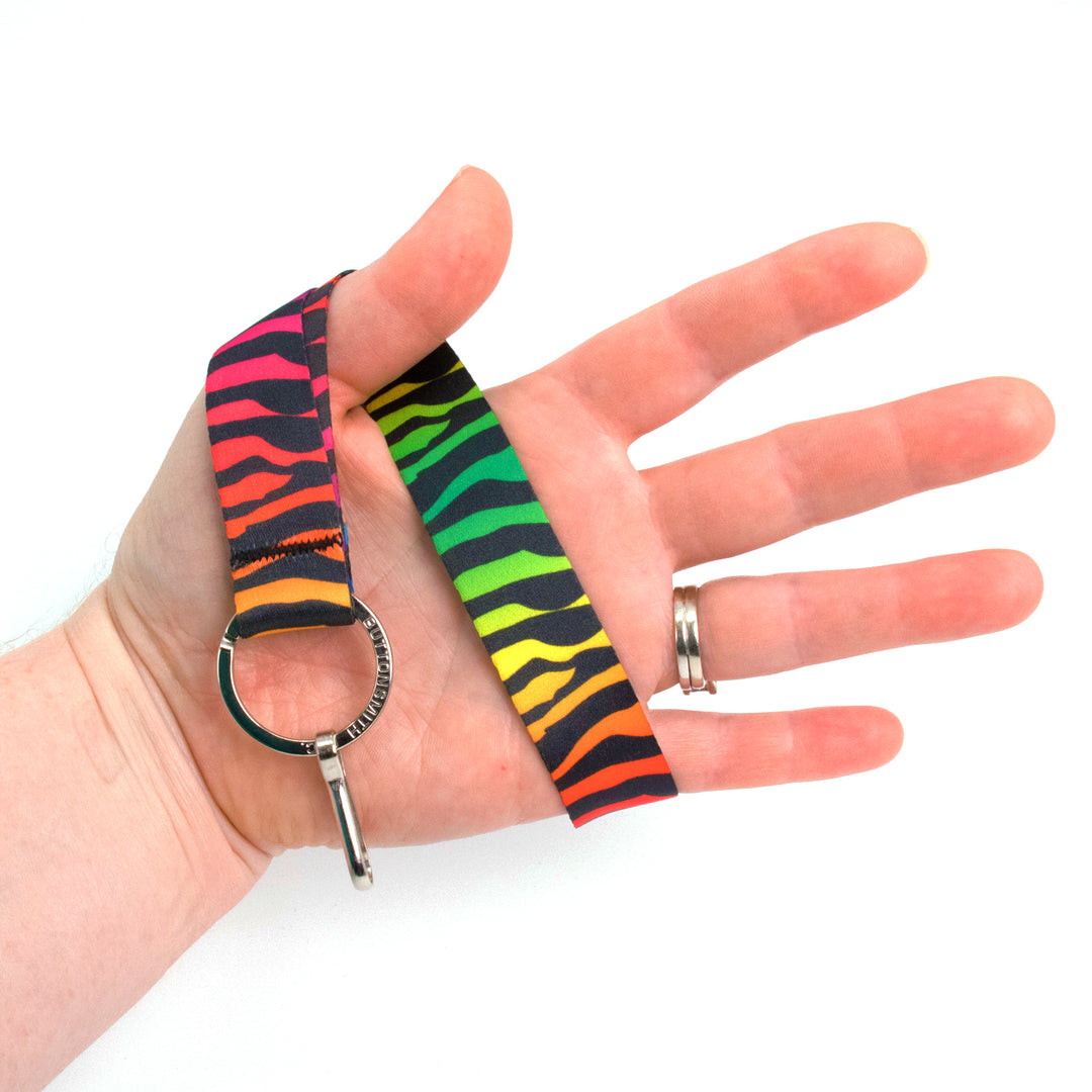 Buttonsmith Rainbow Zebra Wristlet Lanyard Made in USA - Buttonsmith Inc.