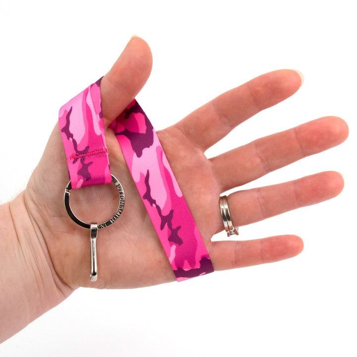 Buttonsmith Pink Camo Wristlet Lanyard - Made in USA - Buttonsmith Inc.