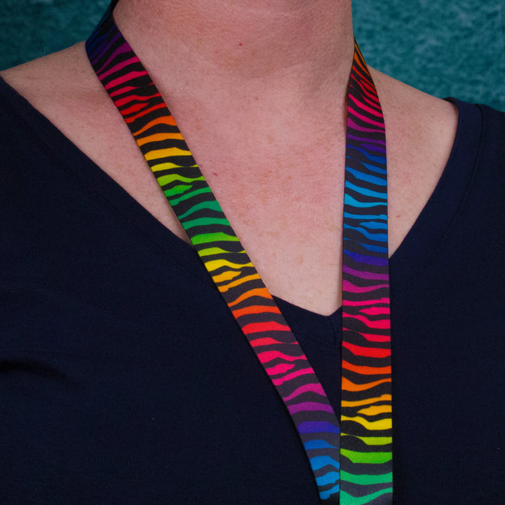 Buttonsmith Rainbow Zebra Custom Lanyard Made in USA - Buttonsmith Inc.