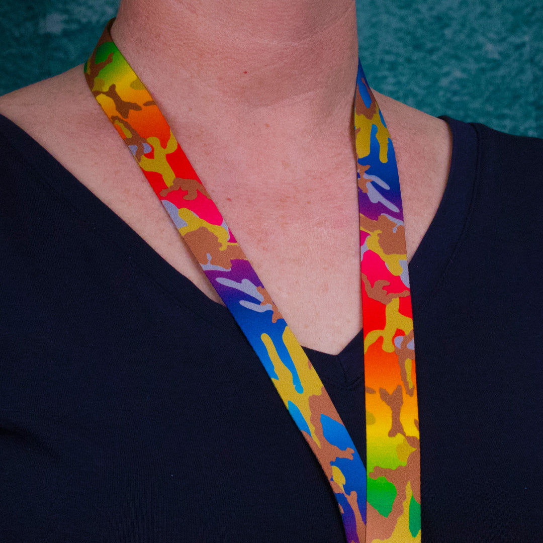 Buttonsmith Rainbow Camo Lanyard - Made in USA - Buttonsmith Inc.