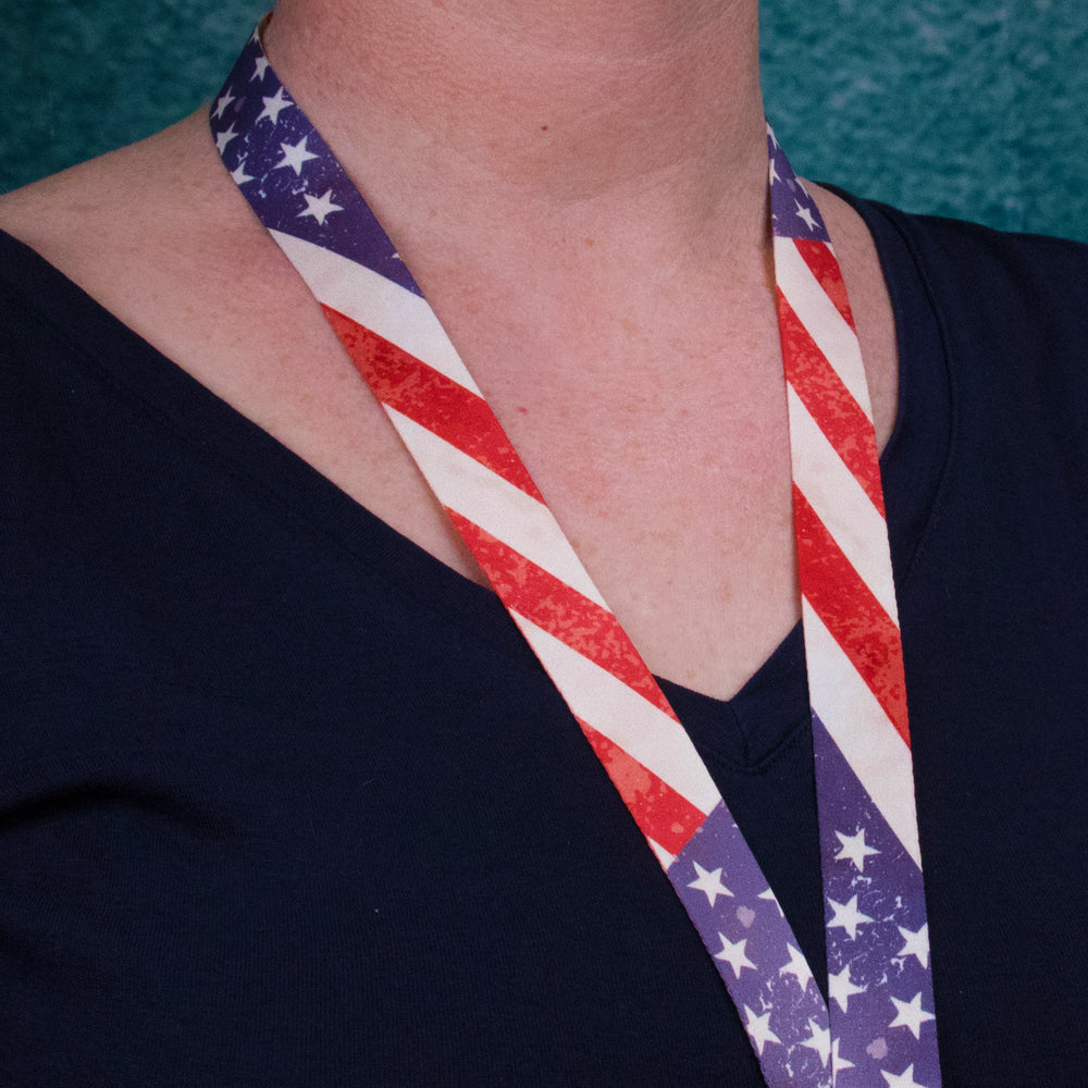 Buttonsmith Old Glory Premium Lanyard - Made in USA - Buttonsmith Inc.