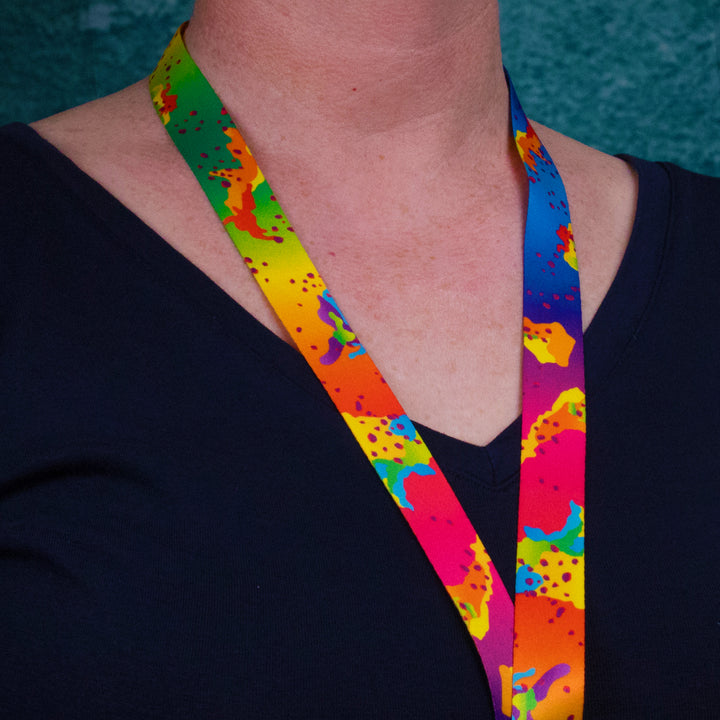 Buttonsmith Rainbow CamoChip Custom Lanyard Made in USA - Buttonsmith Inc.