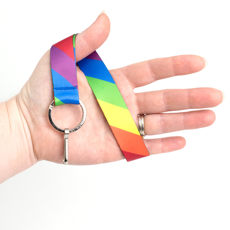 Buttonsmith Rainbow Flag Wristlet Lanyard Made in USA - Buttonsmith Inc.