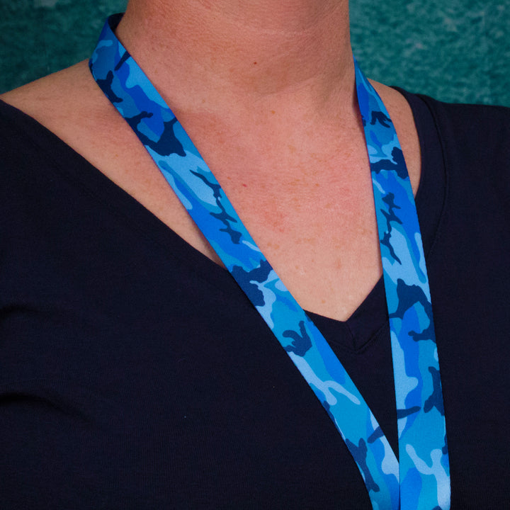 Buttonsmith Blue Camo Breakaway Lanyard - Made in USA - Buttonsmith Inc.