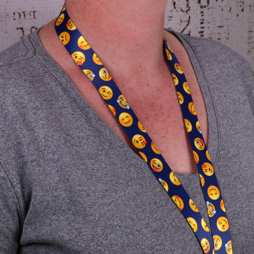 Buttonsmith Emoji Blue Lanyard - Made in USA - Buttonsmith Inc.