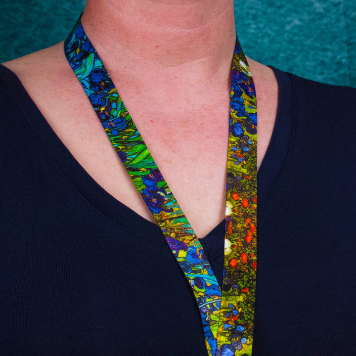 Buttonsmith Van Gogh Irises Custom Lanyard Made in USA - Buttonsmith Inc.