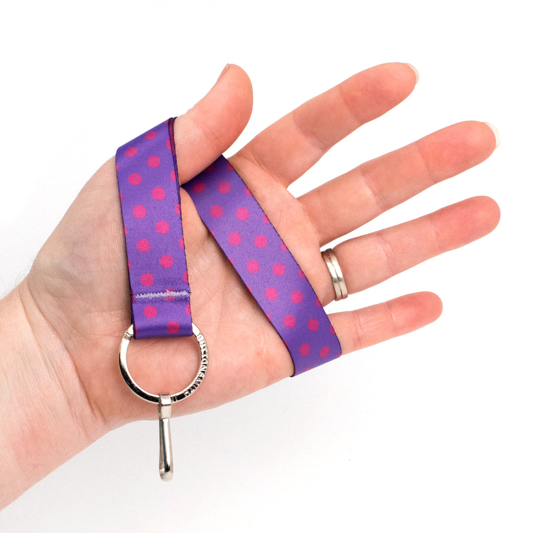 Buttonsmith Magenta Dots Wristlet Lanyard Made in USA - Buttonsmith Inc.