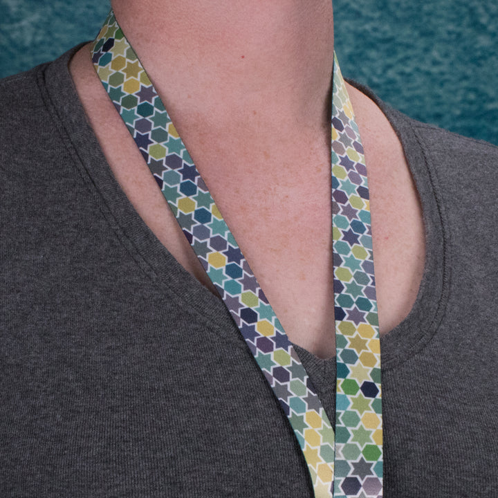 Buttonsmith Geometric Stars Lanyard - Made in USA - Buttonsmith Inc.