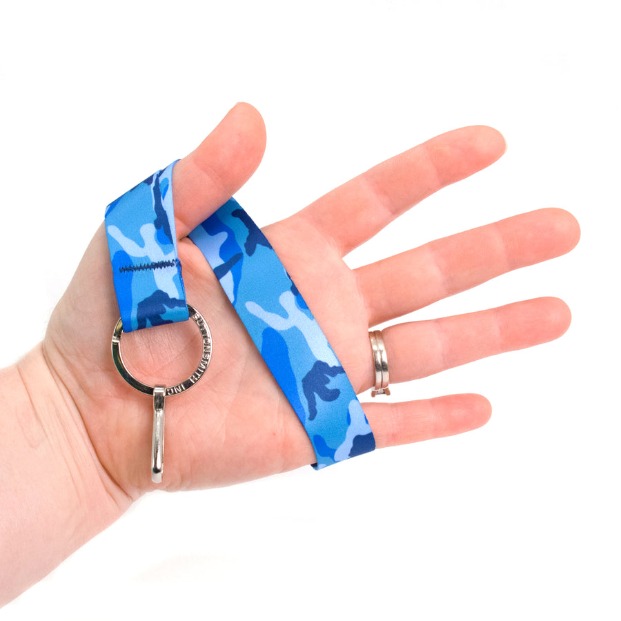 Buttonsmith Blue Camo Wristlet Lanyard - Made in USA - Buttonsmith Inc.