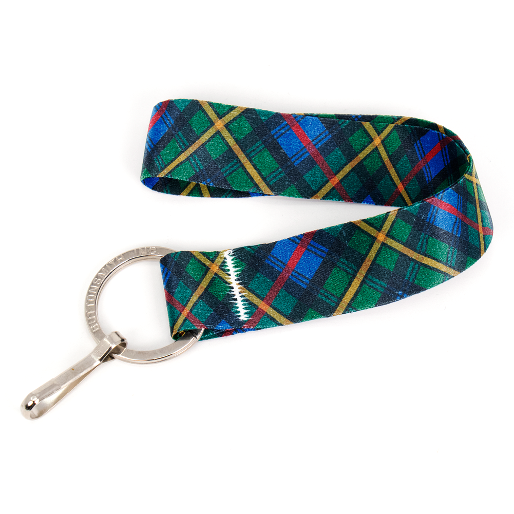 MacLeod of Skye Plaid Wristlet Lanyard - Short Length with Flat Key Ring and Clip - Made in the USA