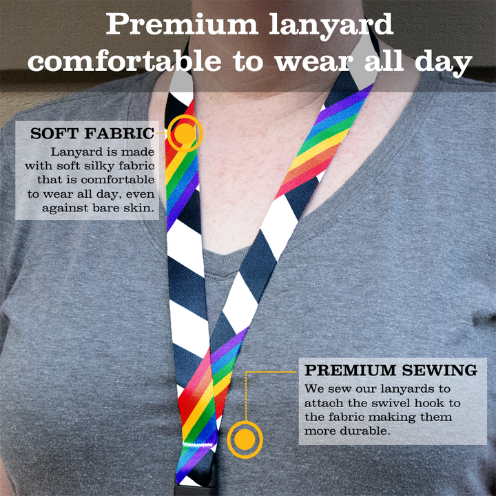 Ally Pride Premium Lanyard - with Buckle and Flat Ring - Made in the USA