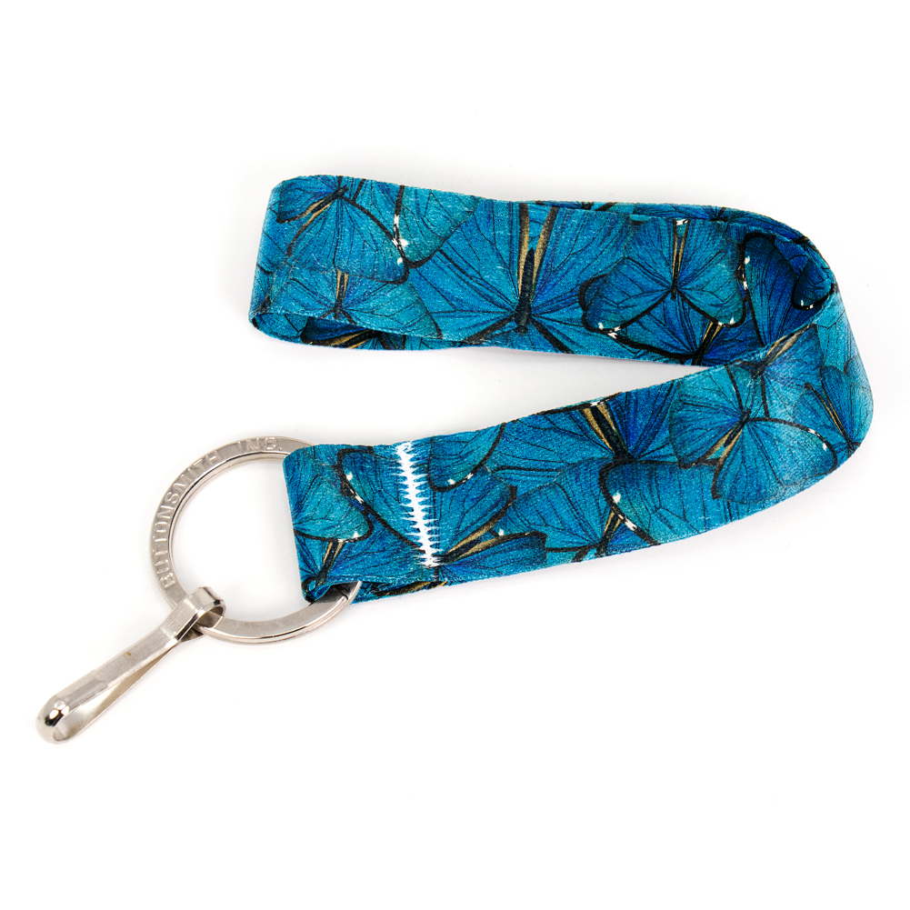 Blue Morpho Wristlet Lanyard - with Buckle and Flat Ring - Made in the USA