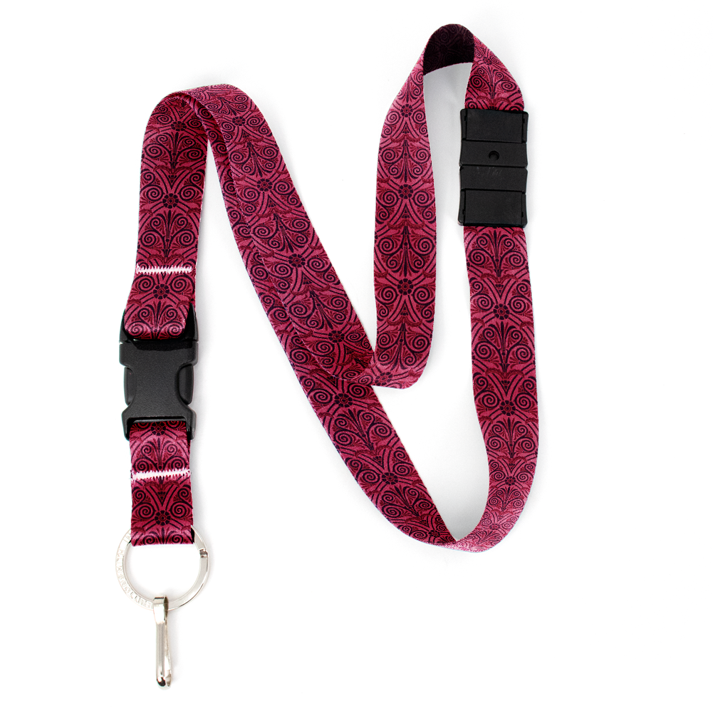 Bougainviella Greek Swirls Breakaway Lanyard - with Buckle and Flat Ring - Made in the USA