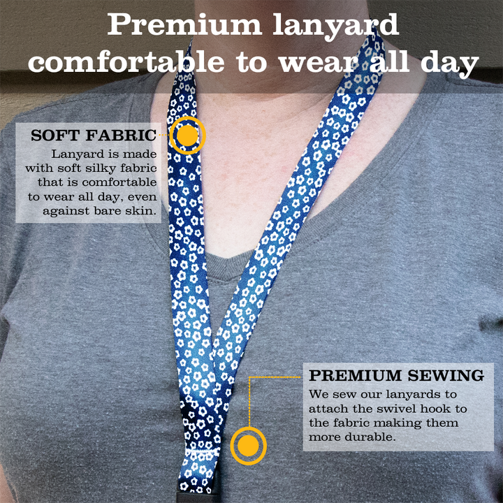 Blossoms Premium Lanyard - with Buckle and Flat Ring - Made in the USA